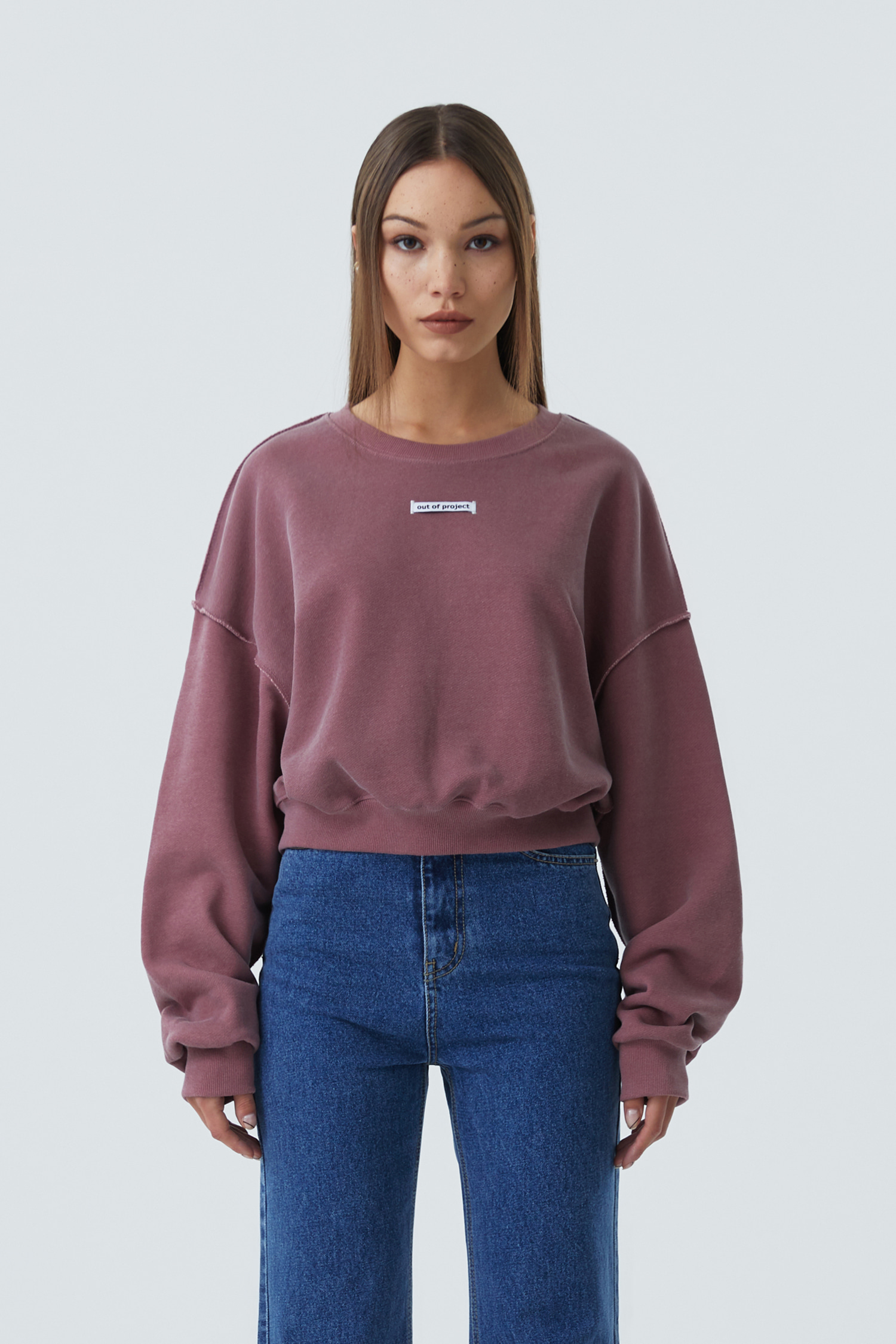 Pigment Crop Logo Sweatshirt, Pink